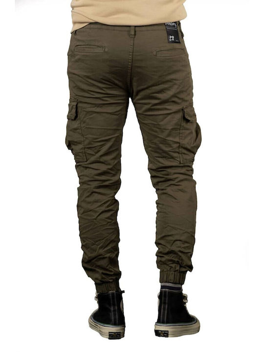 Profil Pantaloni pentru bărbați Cargo Elastice cu Croială Slim Kaki