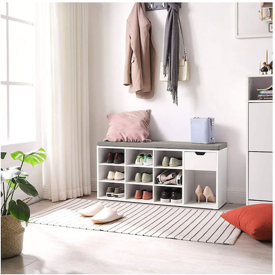 Suport pentru pantofi cu 9 Rafturi Albă L104xW30xH48cm