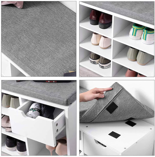 Suport pentru pantofi cu 9 Rafturi Albă L104xW30xH48cm