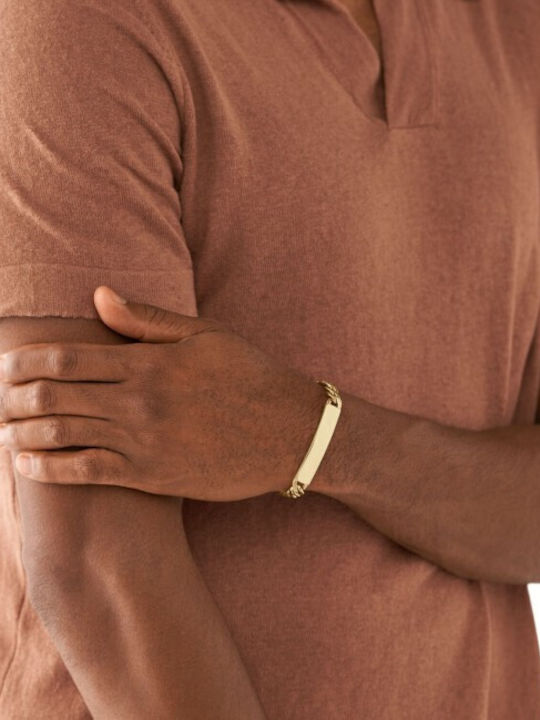 Fossil Men's Identity Bracelet Made of Stainless Steel Gold Plated 18.5cm