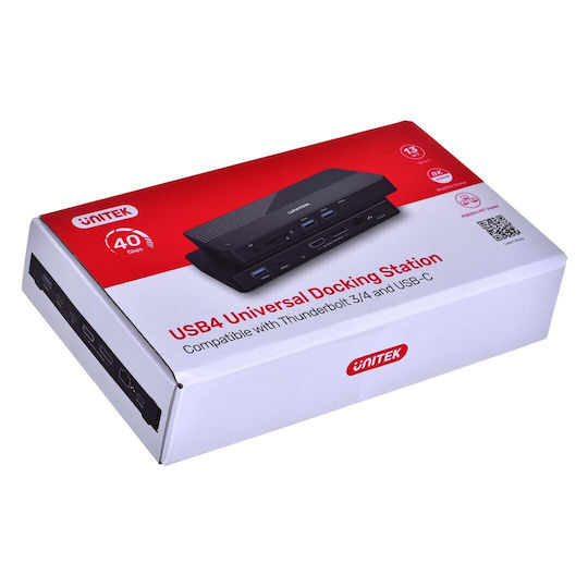 Unitek USB-C Docking Station with HDMI/DisplayPort 4K PD Ethernet and Support for 2 Monitors Black (D1079A)