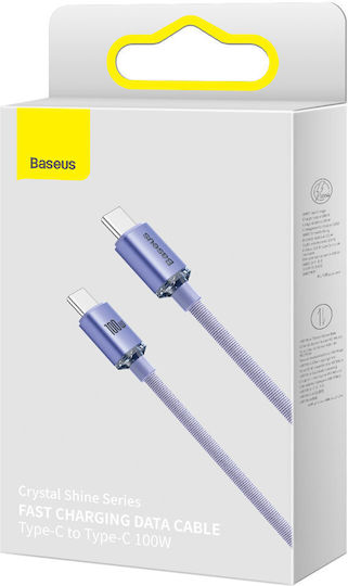 Baseus Crystal Shine Braided USB 2.0 Cable USB-C Male - USB-C 100W PD Purple 2m CAJY000705