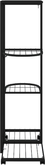 vidaXL Blumentopf-Regal Metall Schwarz mit Rädern 44cmx23cmx80cmcm.