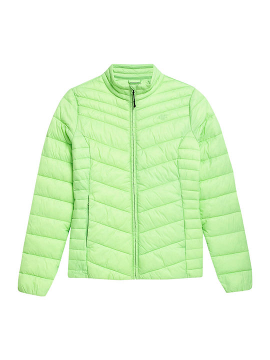 F094 Κοντό Γυναικείο Puffer Μπουφάν για Χειμώνα Πράσινο