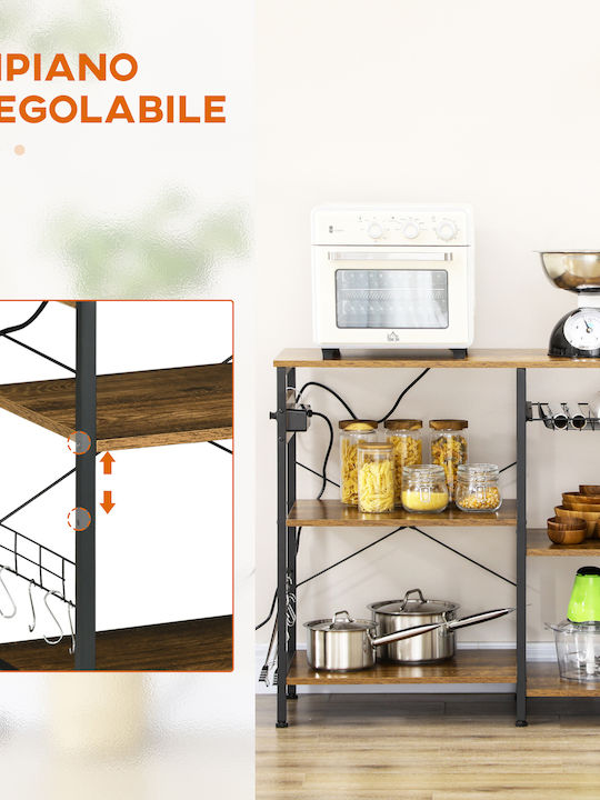 HomCom Ραφιέρα Κουζίνας Ξύλινη 3 Θέσεων Καφέ 90x40x83cm