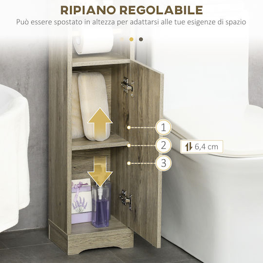 Kleankin Floor Bathroom Column Cabinet L23xD18xH100cm Gray