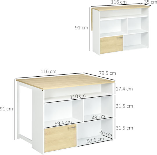 Μπαρ Λευκό 116x79.5x91εκ. Μπαρ Λευκό 116x79.5x91εκ.