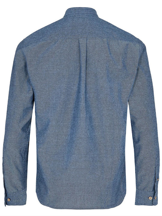 Anerkjendt AKLUKAS Men's Shirt Long Sleeve Linen Navy Blue