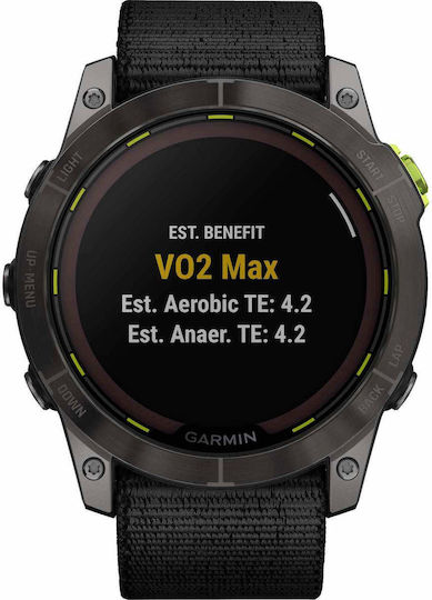 Garmin Enduro 2 Solar Titanium 51mm Waterproof Smartwatch with Heart Rate Monitor (Grey DLC Titanium with UltraFit Nylon Strap)