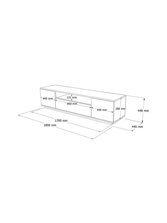 TV Stand Soren White L180xD44xH46cm