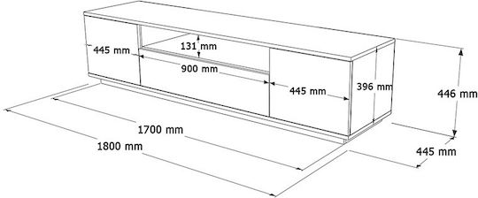 Pakketo TV-Ständer Soren Weiß M180xP44xH46cm