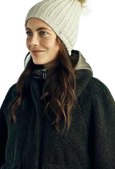 Morris Pom Pom Beanie Unisex Σκούφος Πλεκτός σε Λευκό χρώμα