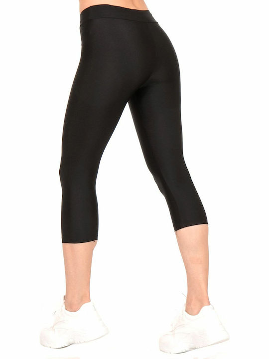 Frauen Capri Leggings Hochgeschnitten Schwarz