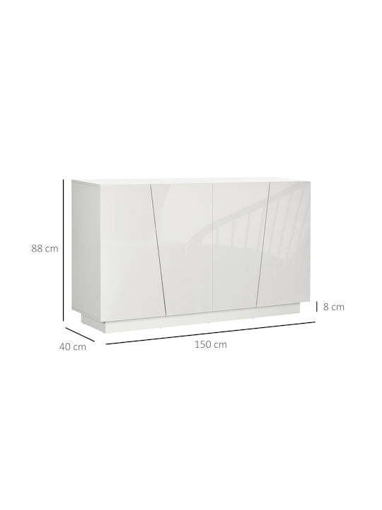 Sideboard Wooden White 150x40x88cm