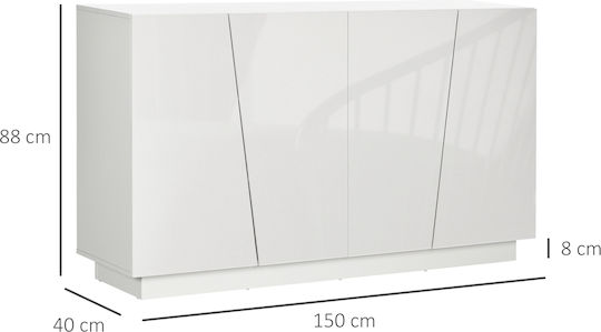 Мебели за съхранение дървен Бял 150x40x88см