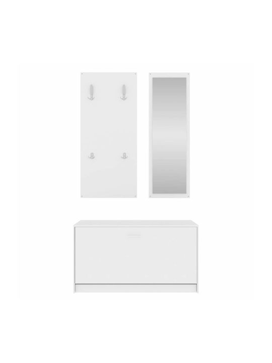 Entry Furniture with Mirror / Hanger & Shoe Rack 80x27x46.5cm