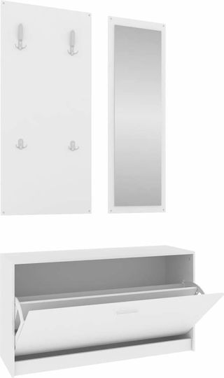 Entry Furniture with Mirror / Hanger & Shoe Rack 80x27x46.5cm