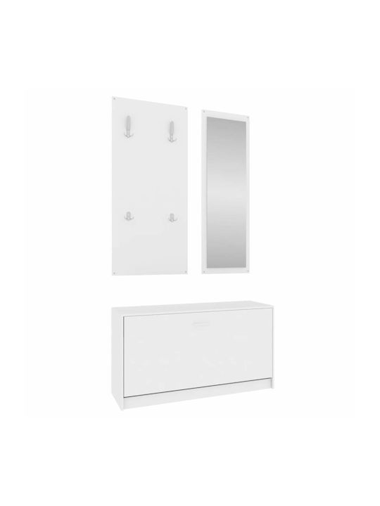 Entry Furniture with Mirror / Hanger & Shoe Rack 80x27x46.5cm