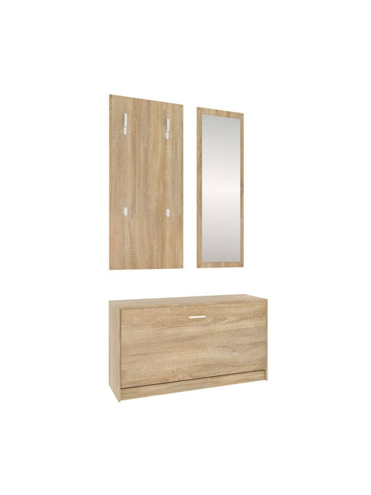 Entry Furniture with Mirror / Hanger & Shoe Rack 80x27x46.5cm