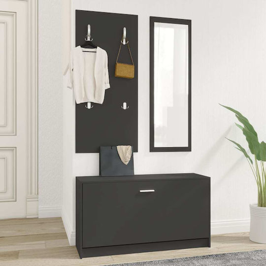 Entry Furniture with Mirror / Hanger & Shoe Rack 80x27x46.5cm