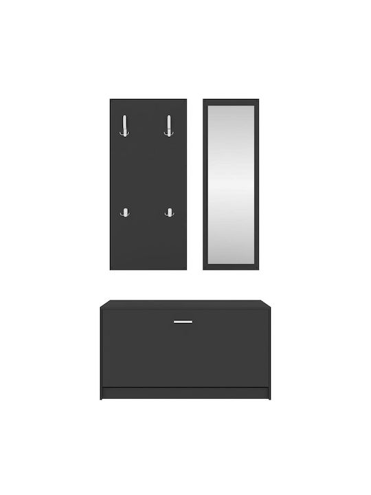 Entry Furniture with Mirror / Hanger & Shoe Rack 80x27x46.5cm