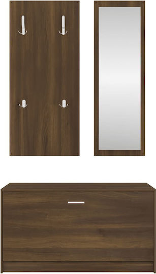 Entry Furniture with Mirror / Hanger & Shoe Rack 80x27x46.5cm