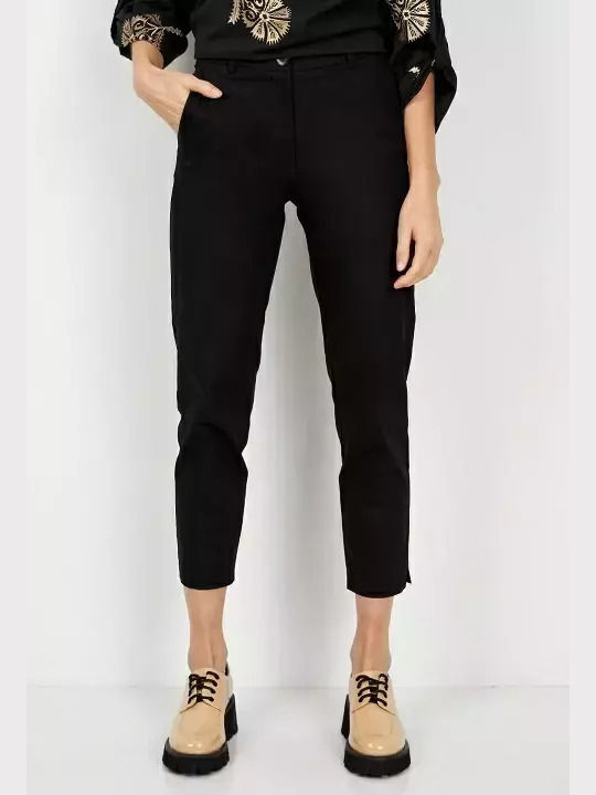 Desiree Women's Cotton Trousers in Regular Fit Black