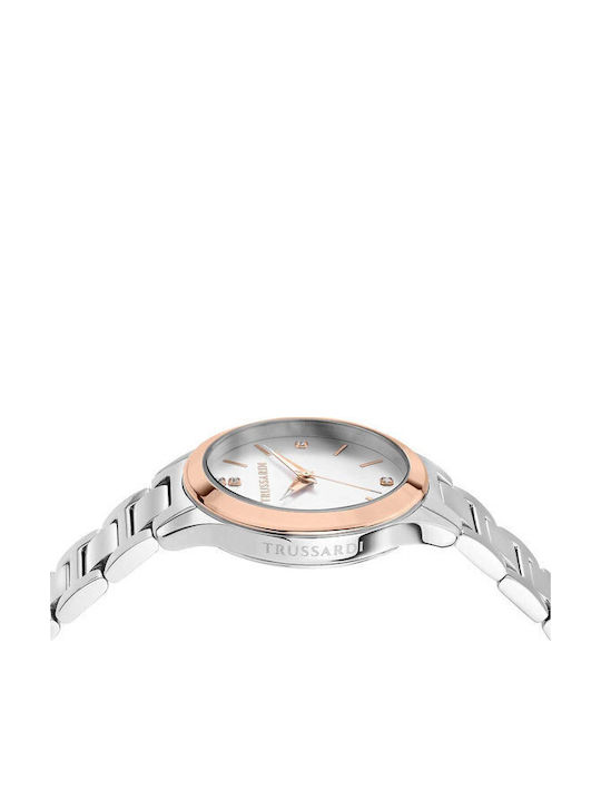Trussardi Дамски Часовник с Сребрист Метална Гривна