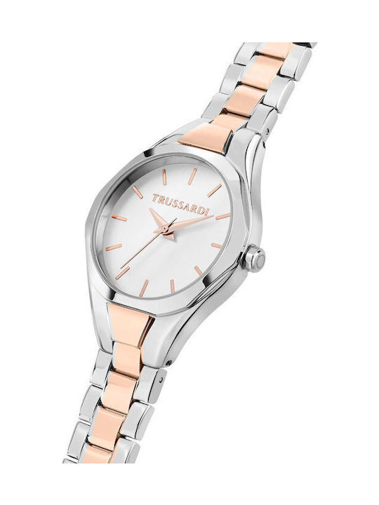 Trussardi Γυναικείο Ρολόι 30mm Μπαταρίας με Μεταλλικό Μπρασελέ
