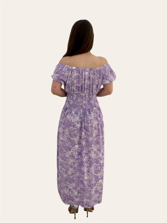 Lila rochie maxi florale exotice Exotic One Size
