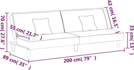 Three-Seater Couch Bed Yellow 200x100x70 cm