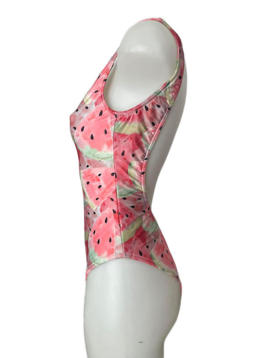 Women's One Piece Swimsuit with Watermelon design in Pink color