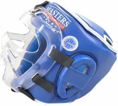 Sport Masters Adult Full Face Boxing Headgear Synthetic Leather Blue