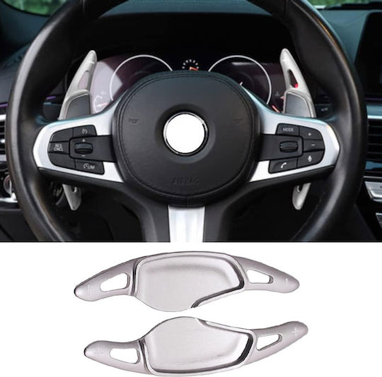 Carner Car Handbrake Lever Aluminum Shift Paddles for BMW Series 5 G30/G31 2017 Silver 2pcs in Silver Color 0029799
