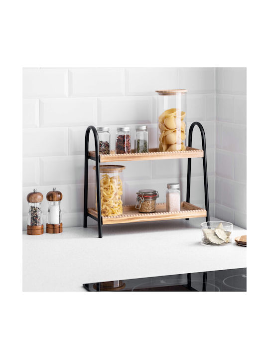 Navaris Wooden Tabletop Spice Rack Organizer Black