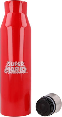 Stor Kinder Trinkflasche Thermos Super Mario Silikon Rot 580ml