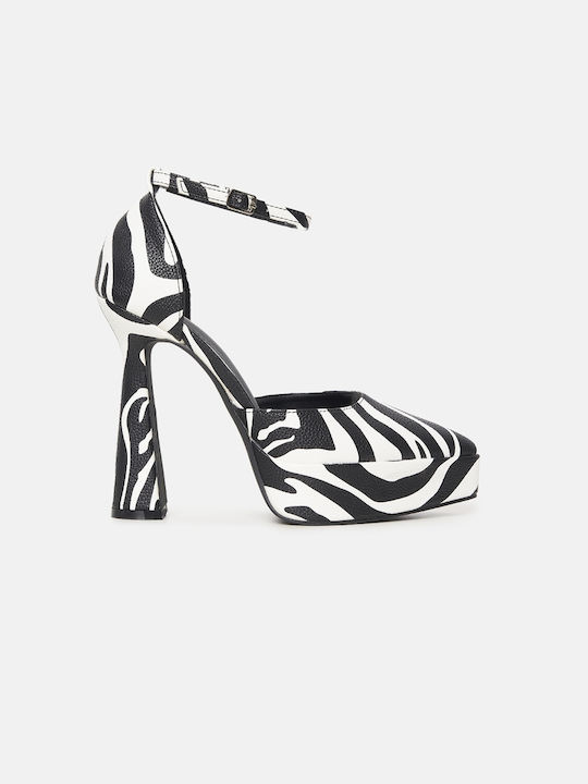 InShoes Pointed Toe Multicolour Heels with Strap Animal Print