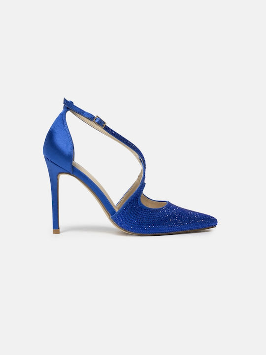 InShoes Pointed Toe Blue Heels with Strap