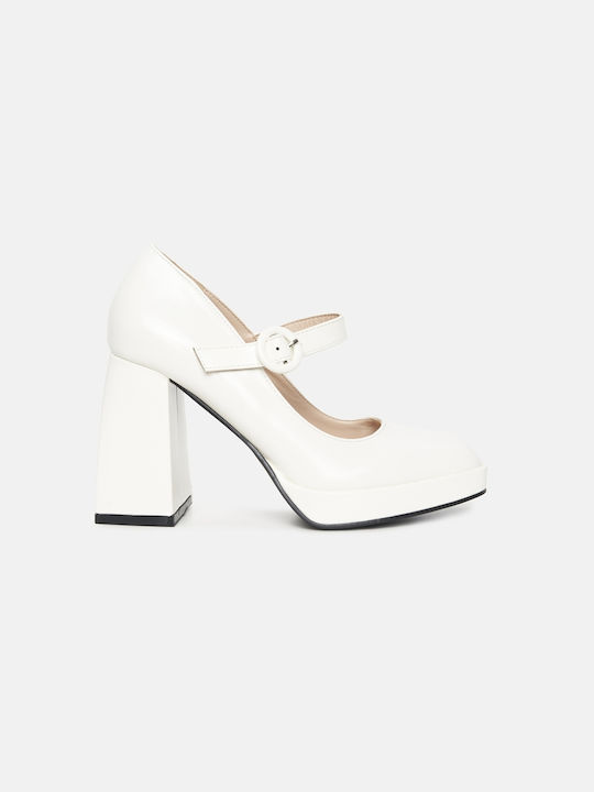 InShoes White Heels with Strap