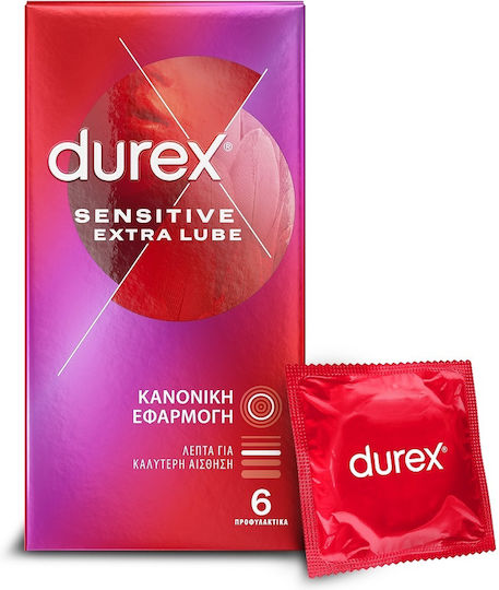 Durex Προφυλακτικά Sensitive Extra Lube 6τμχ 56mm
