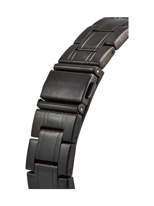 U.S. Polo Assn. Herrenuhr Batterie mit Schwarz Metallarmband
