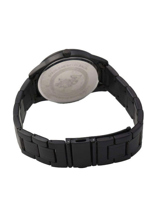 U.S. Polo Assn. Herrenuhr Batterie mit Schwarz Metallarmband