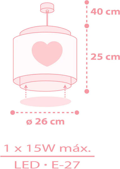 Ango Baby Dreams Единична светлина Детска таванна лампа Окачен от Пластмаса 15W с Гнездо E27 Розов 26x25см