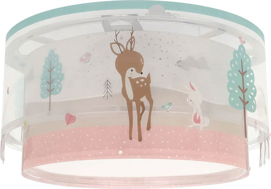 Ango Loving Deer Kronleuchter Kinderdeckenleuchte Deckenleuchte montieren 15W mit Fassung E27 Rosa 33x16.5cm