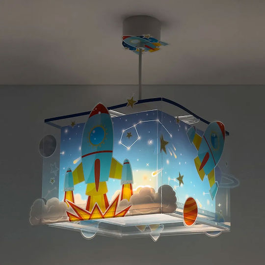 Ango Rocket O singură lumină Lumină de tavan pentru copii Suspendata din plastic 15W cu suport pentru bec E27 Albastru 24x21cm
