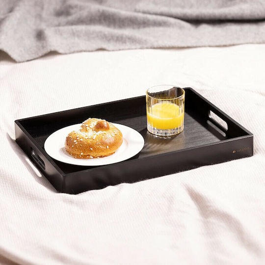 Navaris Bambus Dreptunghiular Tavă de Servire din Bamboo cu Mânere în Culoare Negru 53446.03.01 3buc