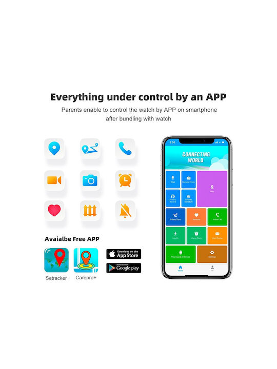 motto4u Kinder-Smartwatch 4G Mit GPS & Kamera Schwarz