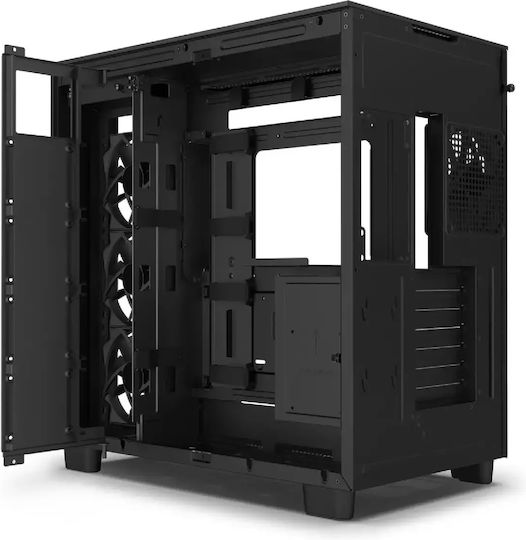 NZXT H9 Flow Геймърско Midi Tower Компютърна Кутия с Страничен Прозорец Матово Черен