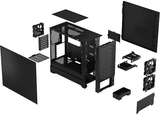Fractal Design Pop Air Геймърско бюро Мини кула Компютърна кутия със страничен прозорец Black Solid