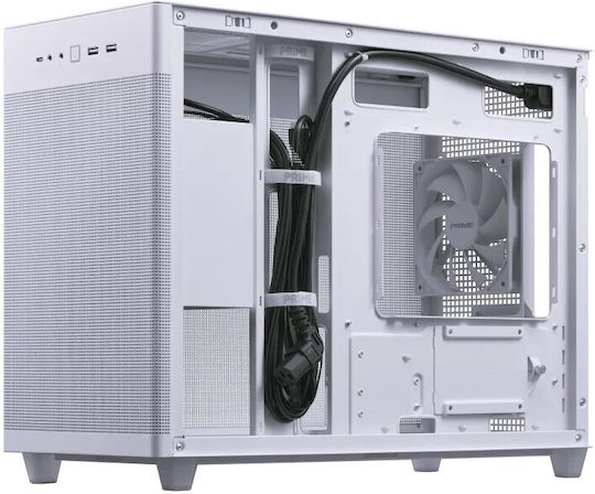 Asus Prime AP201 TG Gaming Micro Tower Computer Case with Side Window White